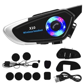 Intercomunicador para Casco de Moto con MicróFono, Auricular Bluetooth 5.4, Resistencia al agua IP56, Equipado con la última tecnología Bluetooth V5.0 + EDR, Conecta 2 dispositivos, asistente IA