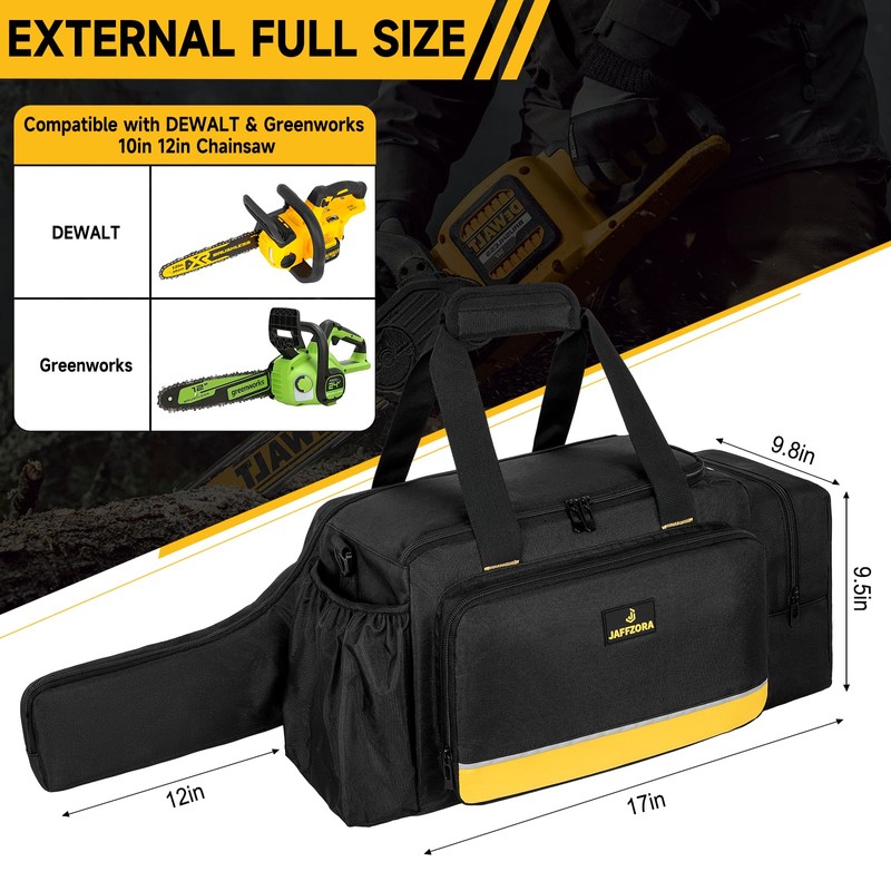Jaffzora Chainsaw Case,Waterproof Chainsaw Storage Bag Compatible with DEWALT &