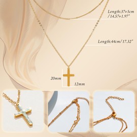 MILAKOO Layered Necklace for Women Gold Plated Dainty Beaded Chains Link Cross Necklace Stackable Necklace Choker