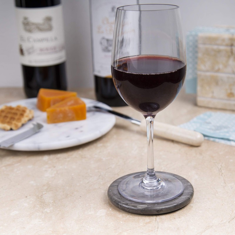 Creative Home Natural Charcoal Marble Set of 4 Pieces Round