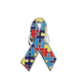 Autism Ribbon Pin Asperger Awareness Jewelry Gift for Autism Mom/Autism Teacher/Autistic Girl, Metal, alloy