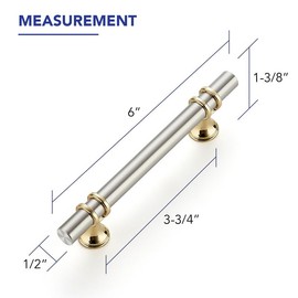Ravinte Hardware 15 Pack 7.38 Inch Brushed Nickel&Gold Cabinet Pulls Handles Kitchen Cabinet Handles Drawer Pulls Kitchen Cabinet Hardware Dresser Cupboard Handles Dresser Drawer Pulls 5 Inch CC