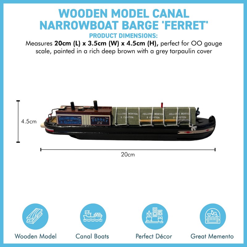 Thorness Detailed 20 cm wooden model channel narrow boat barge