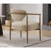 Beige PU Modern Leisure Dining/Living/Bedroom Chair Foam Back Seat Soft