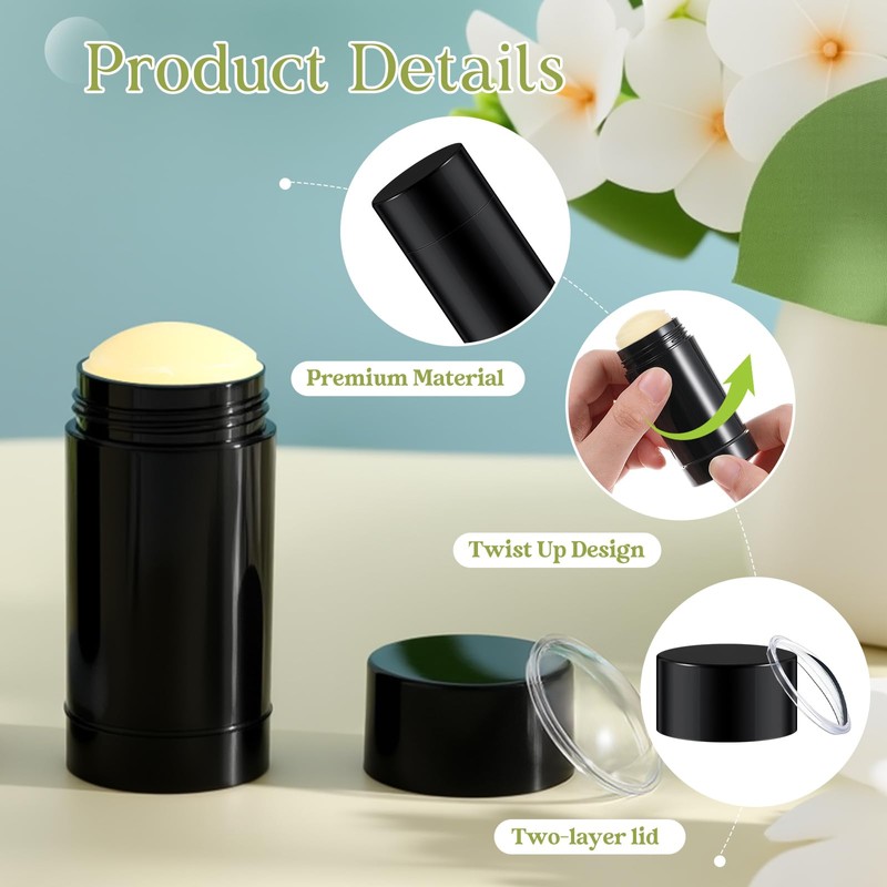 Teenyyou 50 Pcs Empty Deodorant Containers Twist Filling Stick Plastic