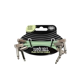 Ernie Ball Cable de conexión flexible de 7,5 cm - brilla en la oscuridad - Paquete de 3