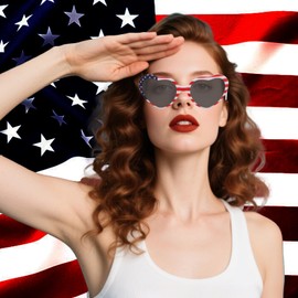 Patriotic Heart Sunglasses for Women Men 4th of July Trendy Love Shaped Sunglasses Retro Lovely Fashion Cute Sun Glasses
