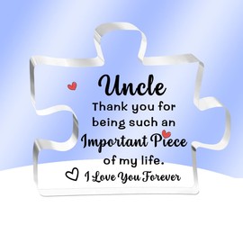 AMZQ Uncle Gifts- Delicate Uncle Birthday Gifts from Nephew Niece - Fathers Day Thanksgiving Christmas Birthday Gifts for Uncle, Uncle Acrylic Block Puzzle Piece Decorations Ideas