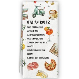 Bnzolyoia Italy Gifts Kitchen Towels - Italian Kitchen Home Decor, Chef Gifts, Italian Rules Hand Towels Dish Towels for Kitchen, 16x24 Inch