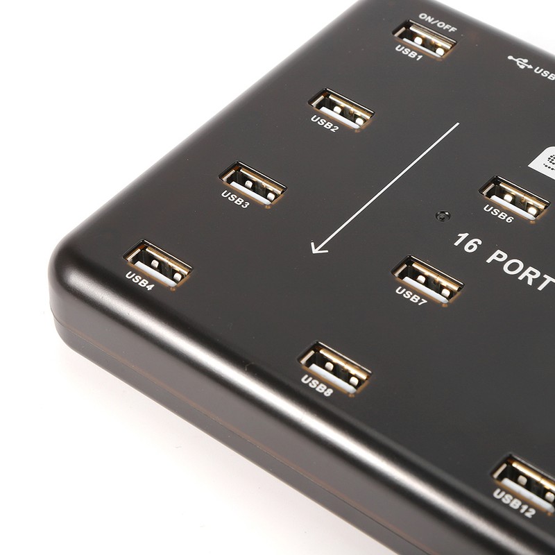 16‑Port Hub Industrial USB2.0 Expander Ultra‑High‑Speed 5V 3A Power Adapter(100‑240v)