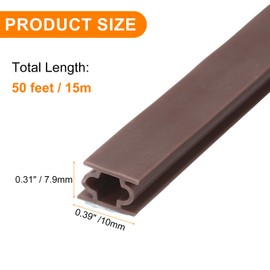 HARFINGTON Rubber Weather Stripping Door Seal Strips, 50 Feet D-Shaped Draught Excluder for Door Window Frame, Self Adhesive Waterproof Weather Sealing Strip for 0.24" to 0.30" Gap, Brown