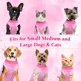 MXICNC Dog Surgery Recovery Suit, Tie Dye Pet Surgical Suit for Female Dogs, Cone E-Collar Alternatives Abdominal Wounds Protector, Neuter Dog Anti-Licking Onesie for Small Medium Large Dogs, Medium