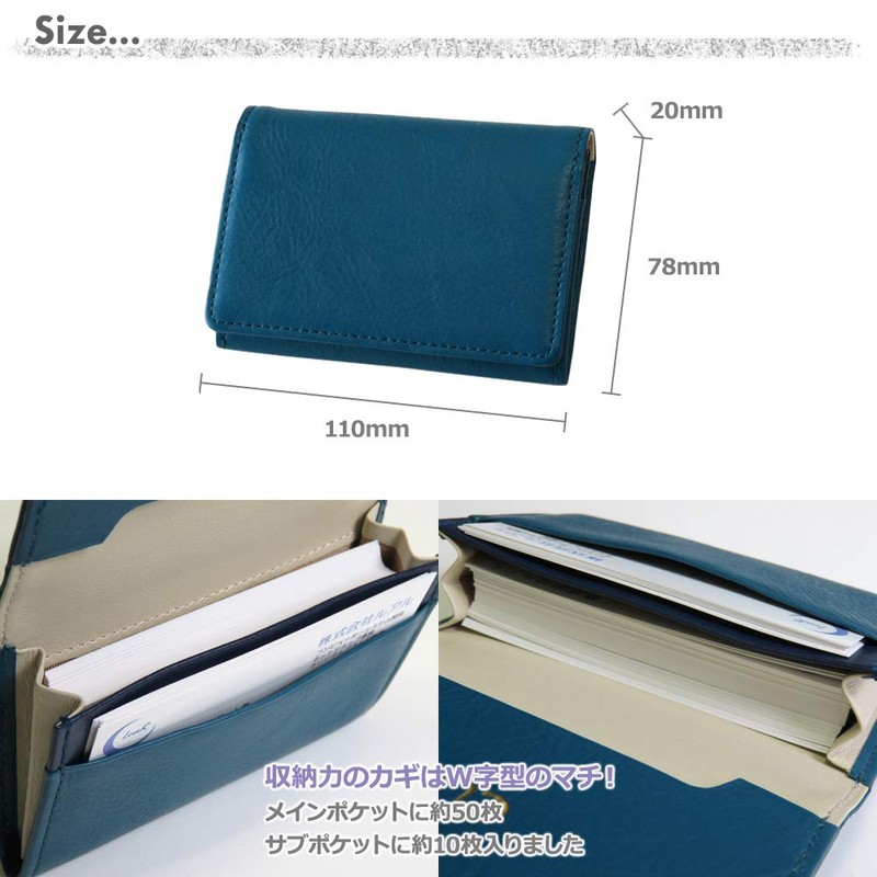 CLuaR Business Card Holder, Genuine Leather, Holds 50 Cards, Leather,
