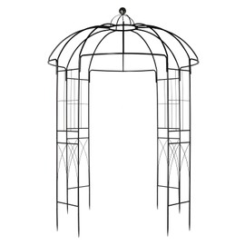 10.2Ft Birdcage Shape Garden Arch, Heavy Duty Metal Garden Gazebo Pergola with Trellis, Wide Sturdy Durable Garden Arch for Outdoor Arbor Climbing Plants Backyard Patio Wedding Ceremony, Black