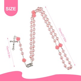LQIOACU 1 x Cross Rosary, Orthodox Cross Chain, Orthodox Cross Chain, Christening Rosary Rosary, Guest Gift, Christening, pink