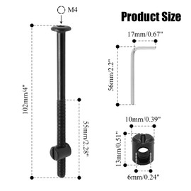 Biaungdo M6 x 100mm Bunk Bed Bolts, Hex Drive Socket Furniture Barrel Screws Bolt Nuts Furniture Crib Baby Bed Bolt with Wrench(Black, 12 Pcs)