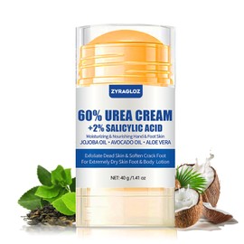 ZyraGloz Urea Cream Stick 60% plus Salicylic Acid 2%, Maximum Strength Urea Foot Cream for Dry Cracked Heels, Feet Callus Remover, Hands Knees Exfoliating Dead Skin, Softening Skin Moisturizer Lotion