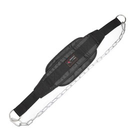 MOOCY Dip Belt with Chain for Weightlifting, Pullups, Powerlifting, Crossfit, and Bodybuilding Workouts, Long Heavy Duty Steel, Comfortable Neoprene Waist Support