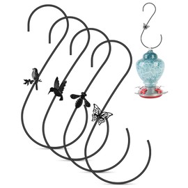 PACETAP Bird Feeders Hanger 12-Inch, 4PCS Metal Hummingbird Feeder Hook, Heavy Duty Plant Hangers Outdoor for Hanging Plants, Bird Feeder, Wind Chimes, Christmas Ornaments and More (Black)