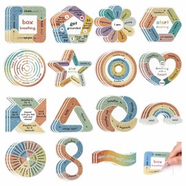 DUGUTUL 45Pcs Calm Strips for Anxiety Relief - Textured Sensory Stickers for Adults & Kids, Waterproof & Reusable, 15 Unique Designs (Boho/Modern) - Classroom & Office Anti-Anxiety Supplies (45)
