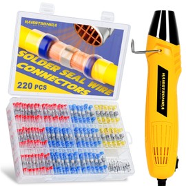 haisstronica 220 PCS Solder Seal Wire Connectors with Heat Gun Kit - Solder Sticks Wire Terminals Waterproof Electrical Connectors for Automotive, Marine, Wiring Repair