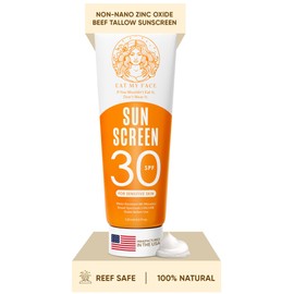 Eat My Face Tinted Sunscreen SPF 30 for Sensitive Skin, Non-Nano Zinc Oxide Formula, Travel Size Sunscreen Lotion, Travel Sunblock Lotion for Beach & Sports, Scented Water Resistant Sunscreens