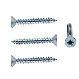 Merriway BH05894 (200 Pcs) Countersunk Twinthread Multi-Purpose Cross Head Pozi Wood Screw, 7 x 1 inch Bright Zinc Plated - Pack of 200 Pieces