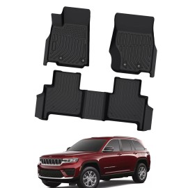 3D TPE Floor Mats Liners Set for 2022-2024 Jeep Grand Cherokee All Weather 3PCS