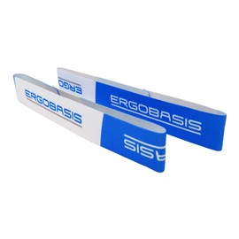 Ergobasis Gym Mat Straps Set of 2 for Fixing Rolled Fitness Mats in Blue and White Logo