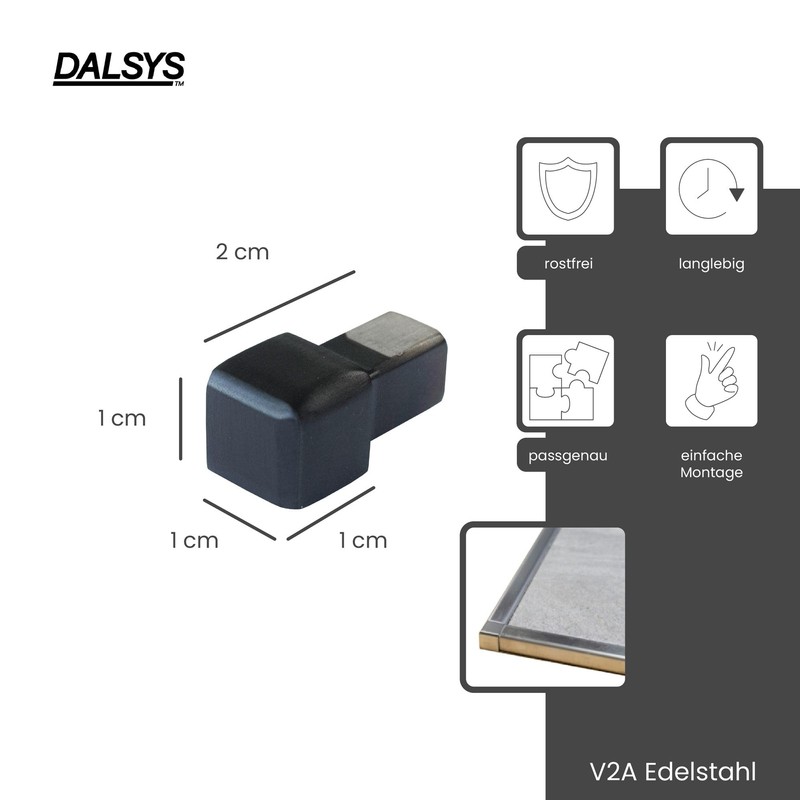 Dalsys End Piece Square Profile 10 mm Black Brushed Stainless