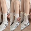Women's Thin Summer Lace Ballerina Ankle Socks with Butterfly Ribbon Miu Type B + Milky Shade [No Heel] 3ea
