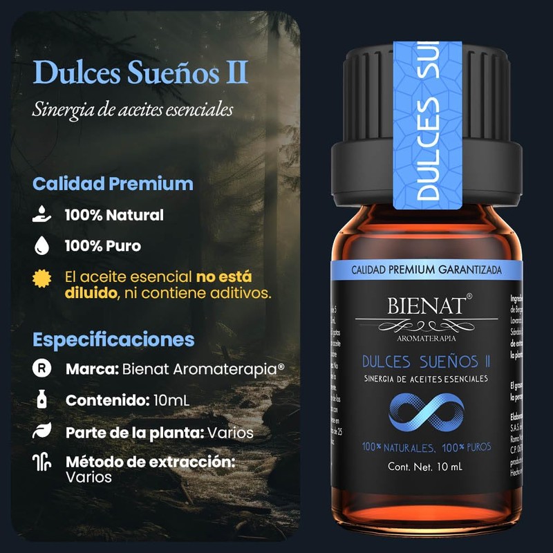 BIENAT AROMATERAPIA Aceite Esencial Dulces Sueños II (Lavanda, Bergamota y