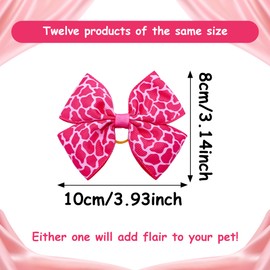 JpGdn 24PCS Big Dog Hair Bows with Rubber Band with Rubber Band Random Pattern for Large XL Breed Bowknot Topknot Grooming Hair Accessories
