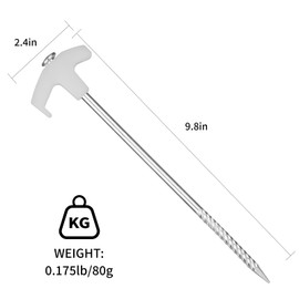 A set of 8 tent posts, sturdy aluminum metal tent posts for camping, fluorescent ground posts at night (white, 25cm)
