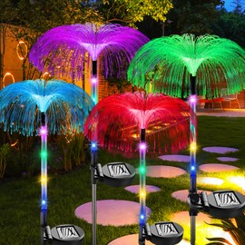 XRR Solar Lights for Outdoor Garden, Pack of 4 Solar Lights, Jellyfish, Colour Changing Solar Garden Light, Lights, Waterproof Solar Fibreglass Lamp for Christmas Day, Patio, Lawn and Patio