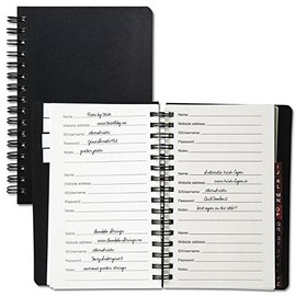 Internet Password Keeper Book, 75 Pages, 4-1/2" x 5-3/4", Spiral-bound with Alphabetical Tabs, Organizer Journal Includes Website Address, Username, & Password Pages