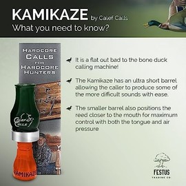 Festus Trading Company Calef Calls Double Reed Acrylic Duck Call - Kamikaze - Best Finisher Duck Calls for Mallards, Diver Ducks, Gadwall, Pintail, Teal, and Mallard Ducks