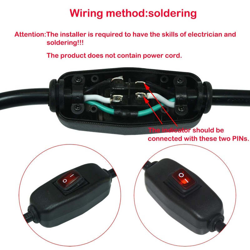 2Pcs Black Waterproof Switch with LED Indicator - ON/OFF Button