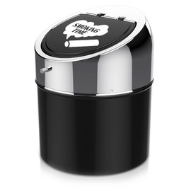 LegendTech Stainless Steel Ashtray with Lid, Portable Windproof Ashtray Large Capacity Anti Scratch Garden Office Home Decoration Gift (Silver Black)
