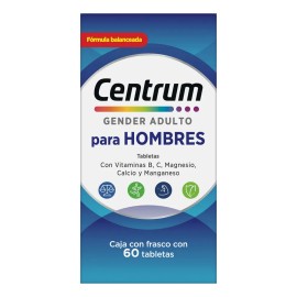 Centrum Gender +50 Hombre Multivitamínico con Vitamina B, Vitamina C, Magnesio y Zinc, 60 Tabletas