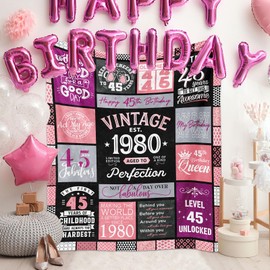 45th Birthday Gifts for Women, 45 Year Old Birthday Gifts for Women, Happy 45 Birthday Gifts for Women, 1980 Birthday Gift for Women Throw Blanket 60" X 50", Best Birthday Gifts for 45 Year Old Woman