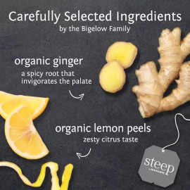Bigelow Organic Lemon Ginger Tea 20 Count Individually Wrapped Herbal Blend