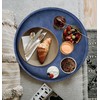 HofferRuffer Round Serving Tray 20'', Elegant Faux Leather Circle Ottoman