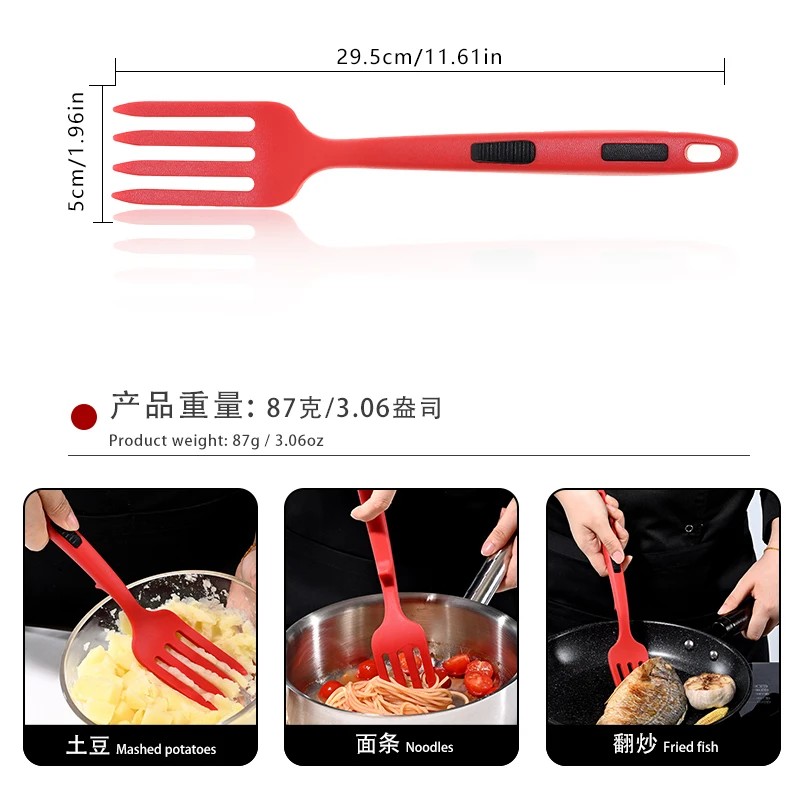 Eco-Friendly Silicone 2 Pcs Kitchen Sarah Fork Non-Toxic Cooking Noodle