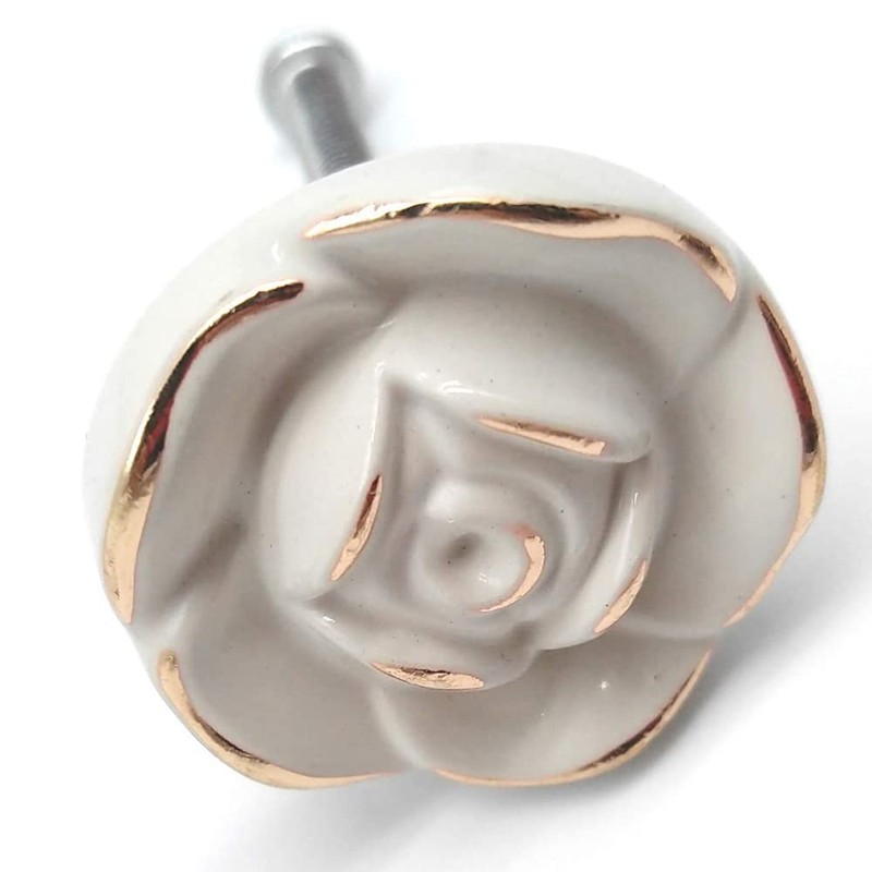 RESFNSE 8Pcs Antique Rose Flower Cabinet Knobs, Vintage Kitchen Shabby