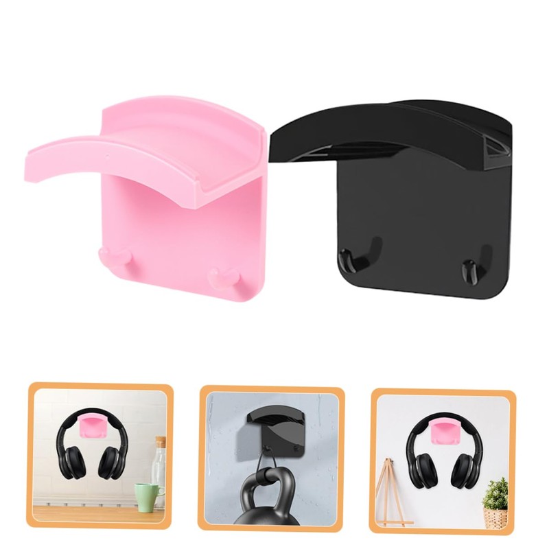 CAXUSD 2pcs Wall Mount Headphone Stand No Drill Headset Hanger