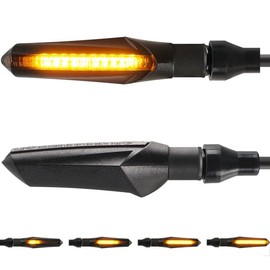 evermotor 2PCS Flowing Motorcycle LED Turn Signals, 12V Universal Mini Sequential Indicators, Waterproof Front Rear Turn Signal Lights Compatible with Harley Dirt Bike Yamaha Honda Cafe Racer Cruiser
