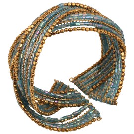 Touchstone Sunsoul Indian Bollywood Desire Beautiful Beaten Brass Blue Glass Pipe Beads Wrist Decorative Designer Jewelry Cuff Bracelet In Antique Gold Tone For Women, Free, Glass Brass