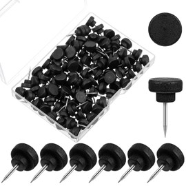 Gueevin 100 Pcs Wooden Push Pins Decorative Wood Thumb Tacks Map Tacks for Wall Hanging Bulletin Boards, Cork Boards, Foam Boards, Map Photos Calendar and Home Office Supplies with Box (Black)