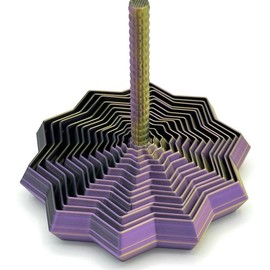 Expanded Sensory Fidget Star with Handle - Very Satisfying Sight and Sound with Hypnotizing Visual Fidget Toy:_Black - Gold - Purple_Small